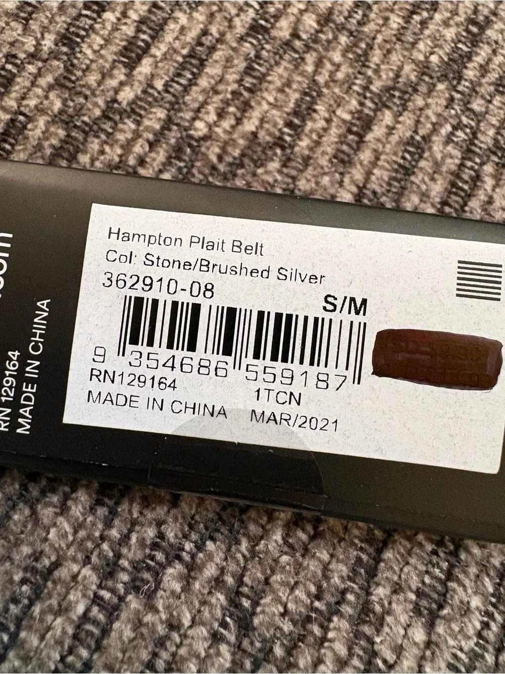 NWT Cotton On Hampton Plait Stretch Belt in Stone Women’s Small/Medium